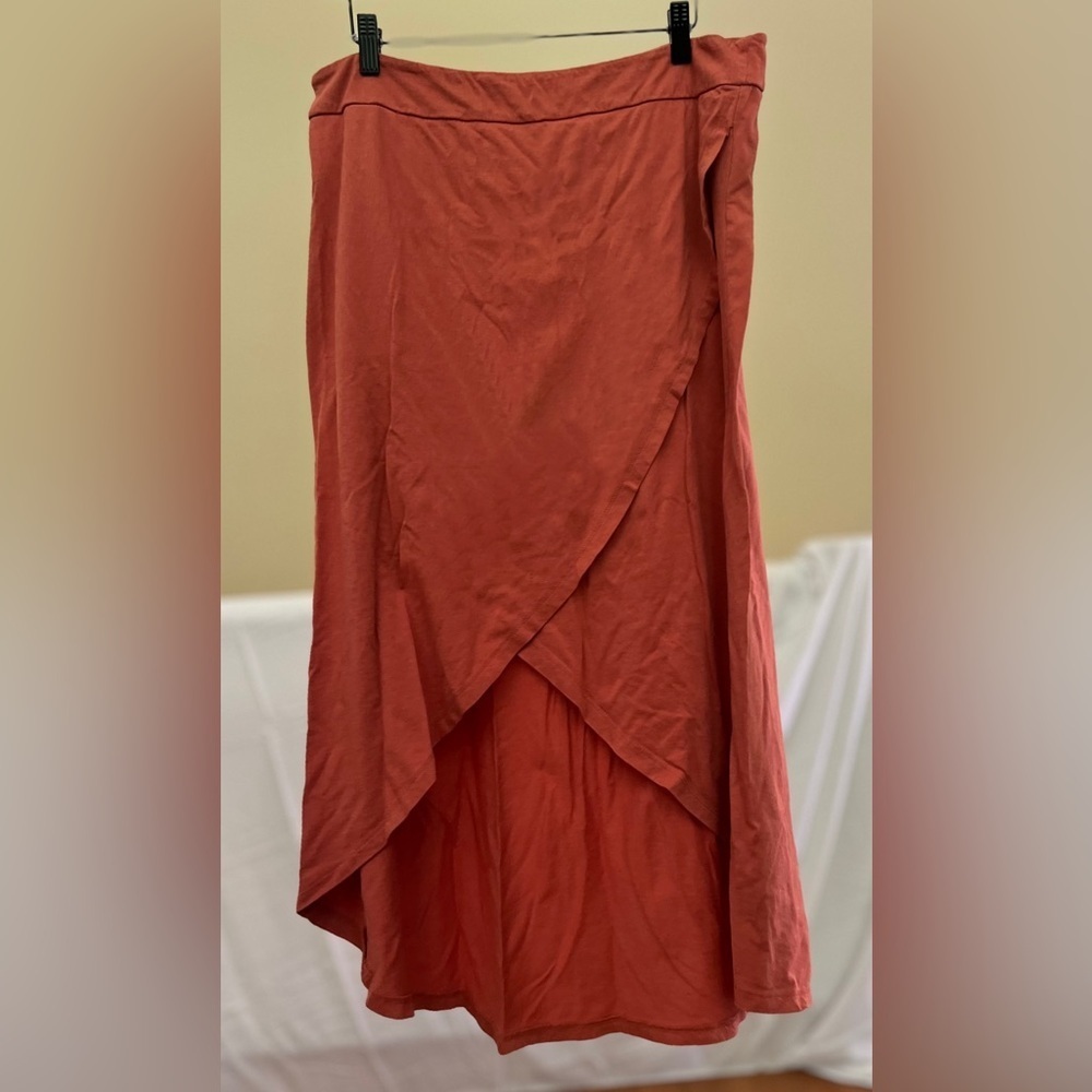 Terracotta Midi Skirt - Threads 4 Thought - Tulip Hem -Size L